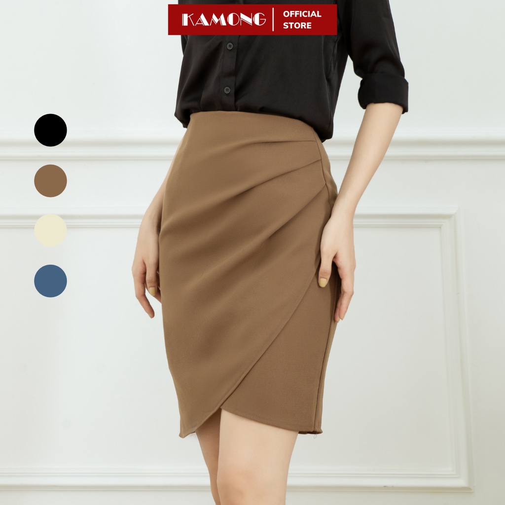  Chân váy xếp ly tà chéo KAMONG phong cách công sở CV006 