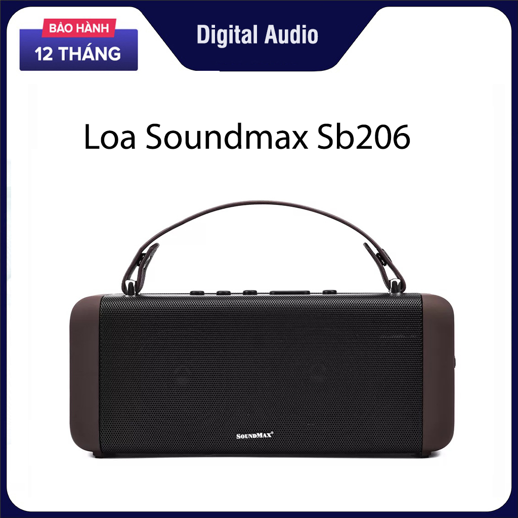 Loa karaoke bluetooth soundmax sb206 cao cấp, âm thanh sống động vượt trội với công suất loa mạnh mẽ nghe nhạc cực chill, 2 loa toàn dải 3,1 inch, pin khủng, bh 12 tháng