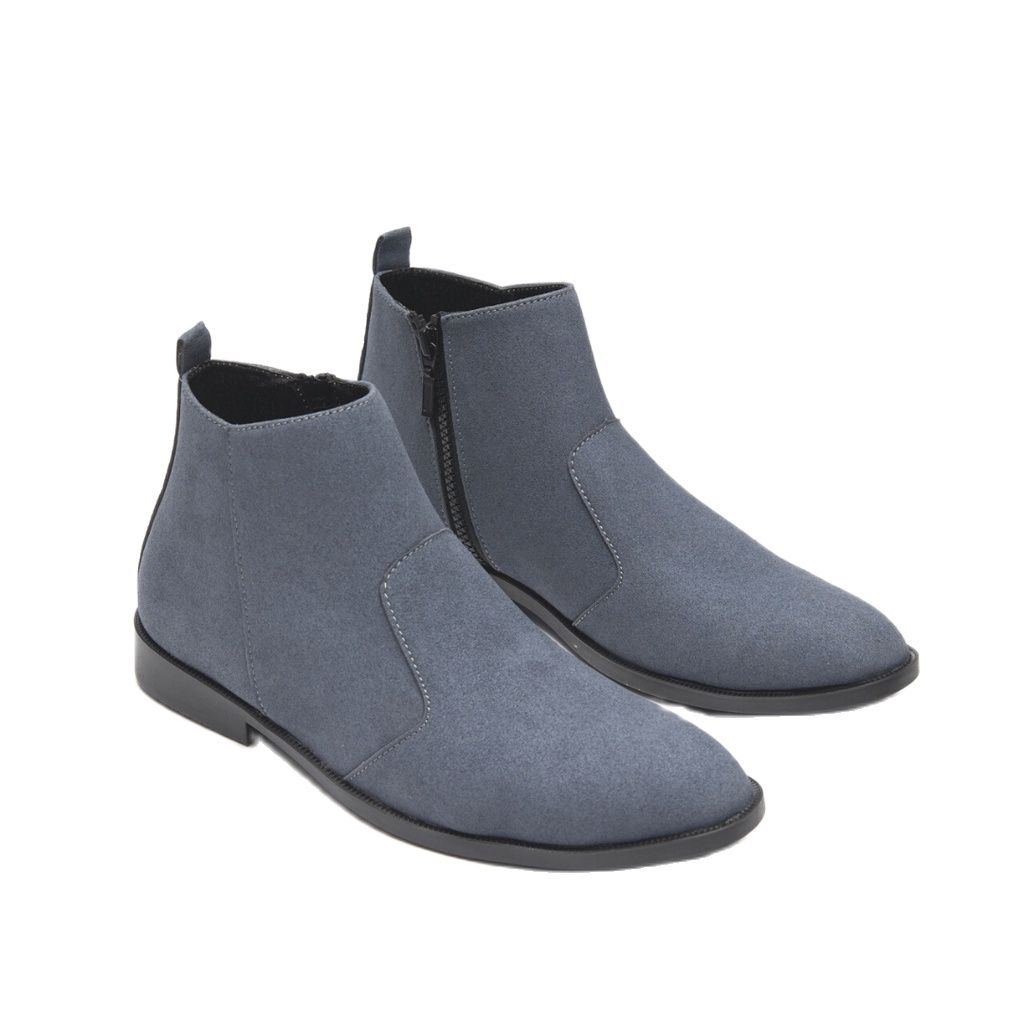Giày Chelsea Boot Nam Cổ Khóa Rất Dễ Xỏ Da Búc Màu Xám Cực Đẹp -BUCKXAM+CB521