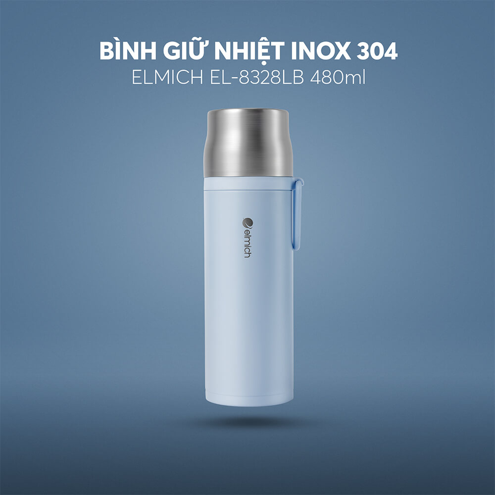 (Sale giữ chuỗi- Chỉ 01-10.11)Bình giữ nhiệt inox 304 Elmich EL8328 dung tích 480ML