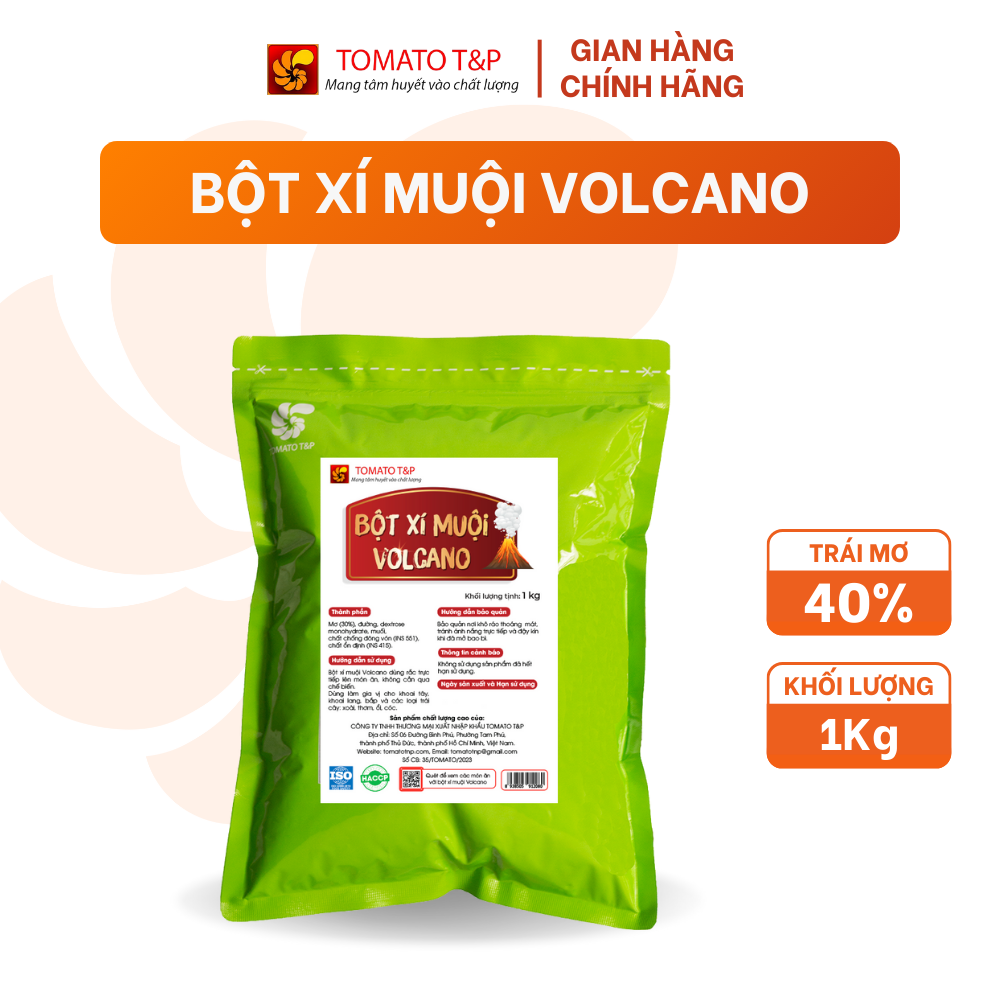 Bột Xí Muội Volcano dùng để lắc khoai lang, chấm trái cây, pha chế trà dâu - Gói 1Kg - Tomato T&P