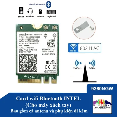 Card wifi Bluetooth INTEL AC 7260 7265 8260 8265 9260 9560 AX200 (cho máy tính xách tay) (9)