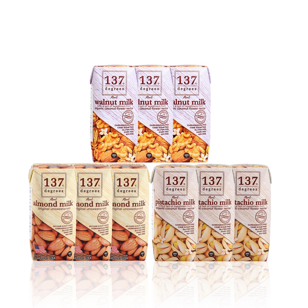 Sữa hạt nguyên chất 137 degrees - lốc 3 hộp 180ml thơm ngon