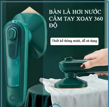 Máy ủi hơi nước mini, bàn là quần áo cầm tay du lịch xanh lá cao cấp