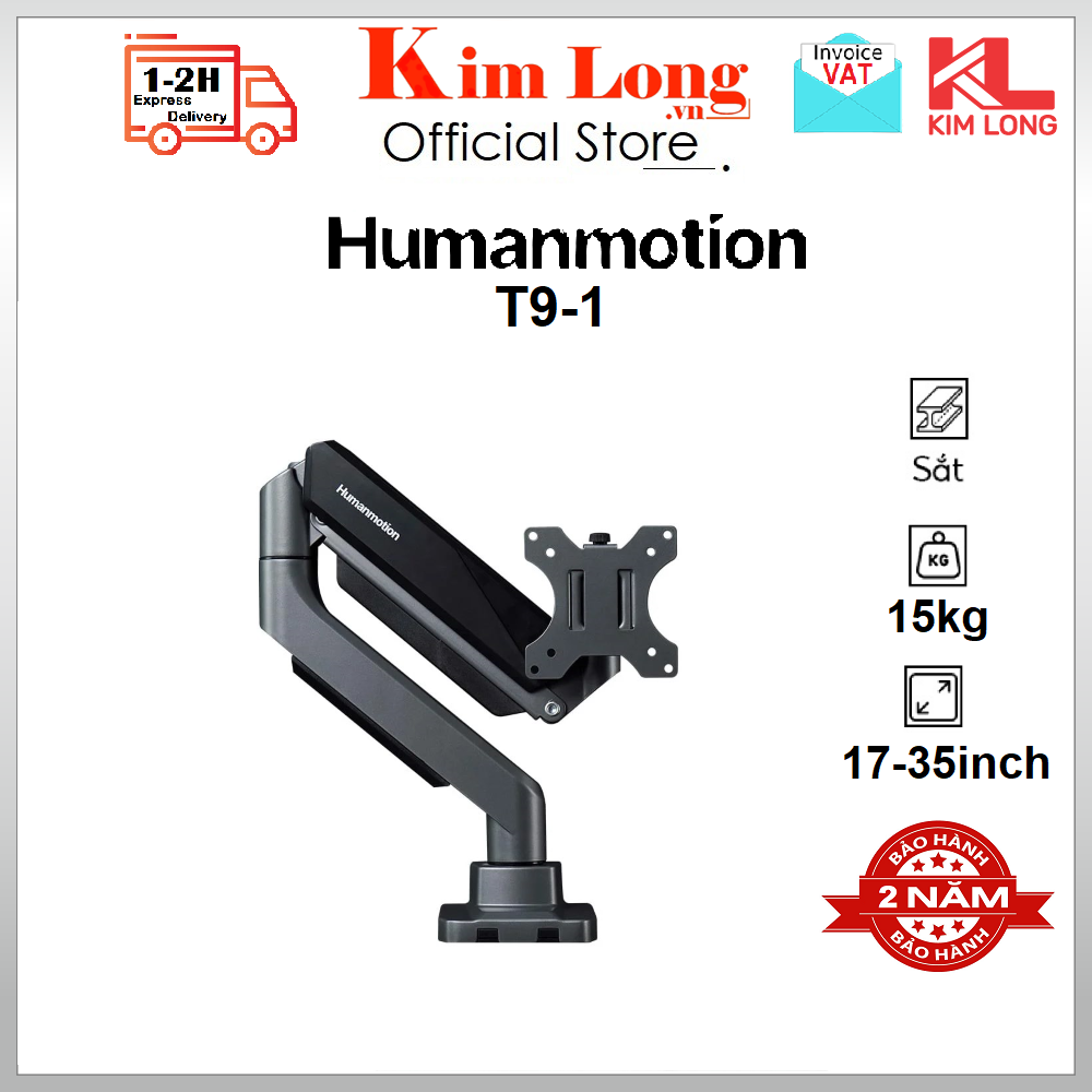 Giá đỡ màn hình Human Motion T9-1 Từ 17-35inch, Tải trọng 15Kg, Veasa, chất liệu kim loại - Hàng chính hãng