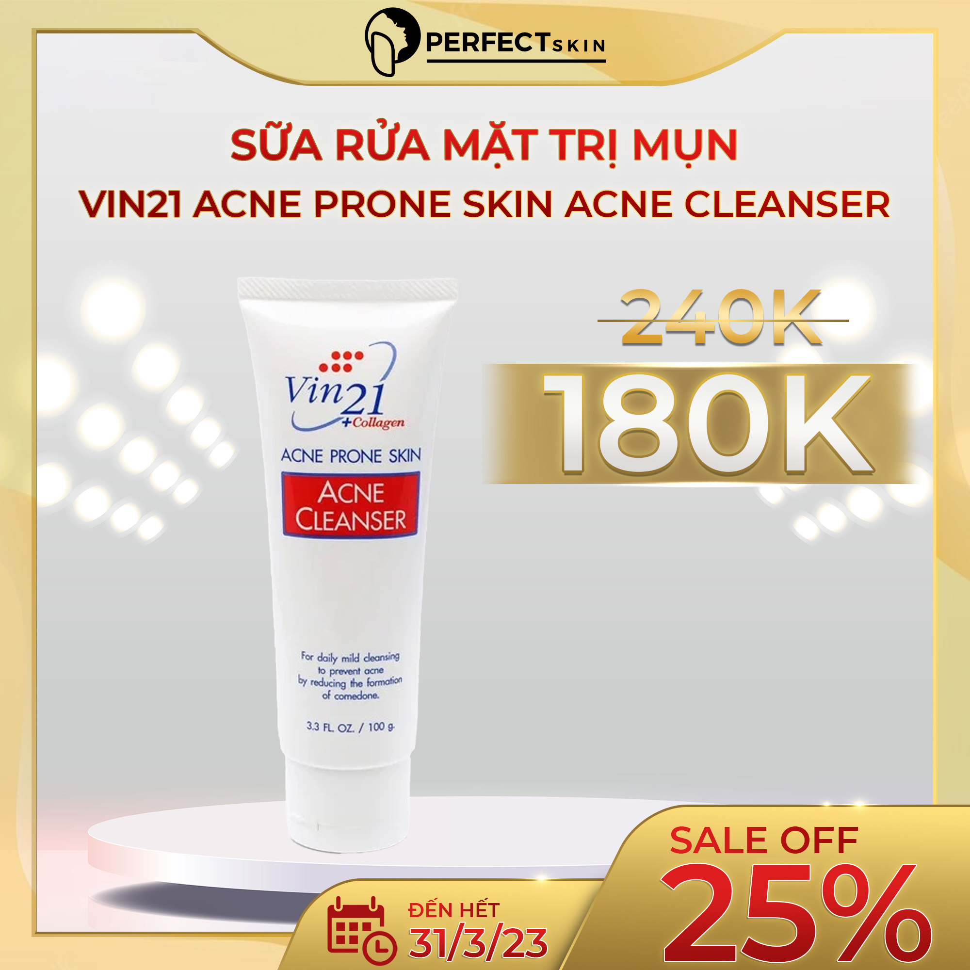 Sữa rửa mặt giảm mụn Vin21 Acne Prone Skin Acne Cleanser