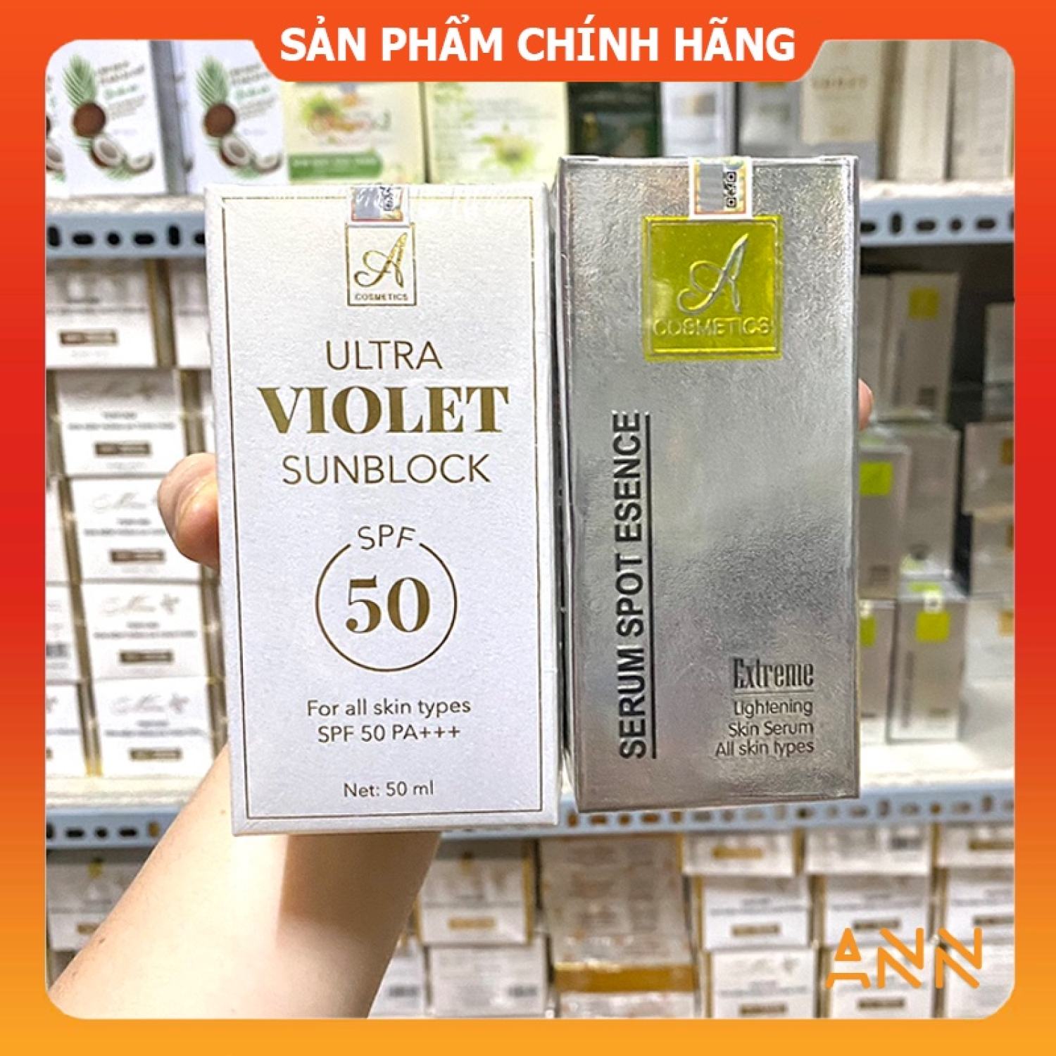 Combo Serum huyết thanh Spot Esence A Cosmetics + Kem Chống Nắng A Cosmetic