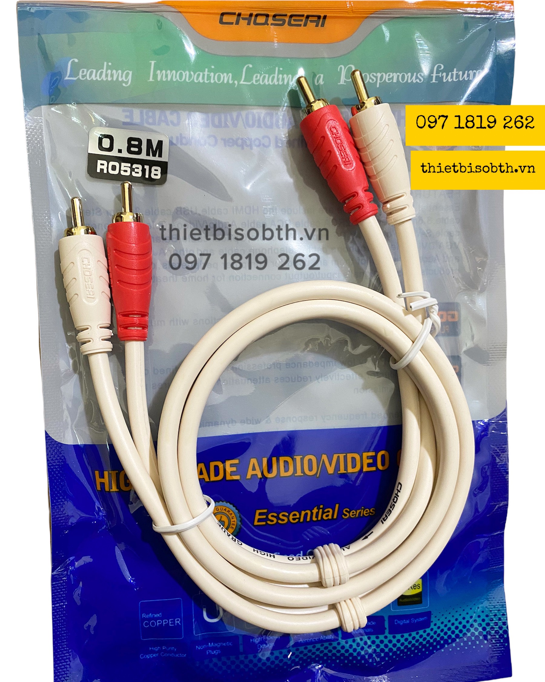 Dây AV 2 ra 2 Choseal Dài 0.8M - Dây Audio Choseal