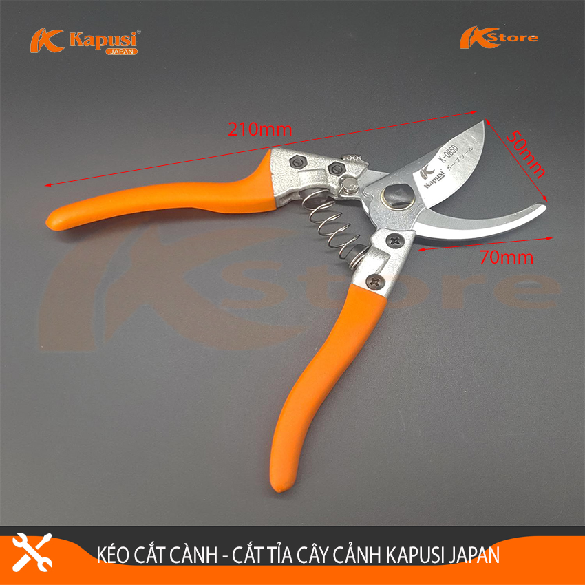 Kéo Cắt Cành Cao Cấp Kapusi Japan K-8622, Kéo Tỉa Cây Cảnh Nhật Bản, Chiều Dài Kéo 210mm