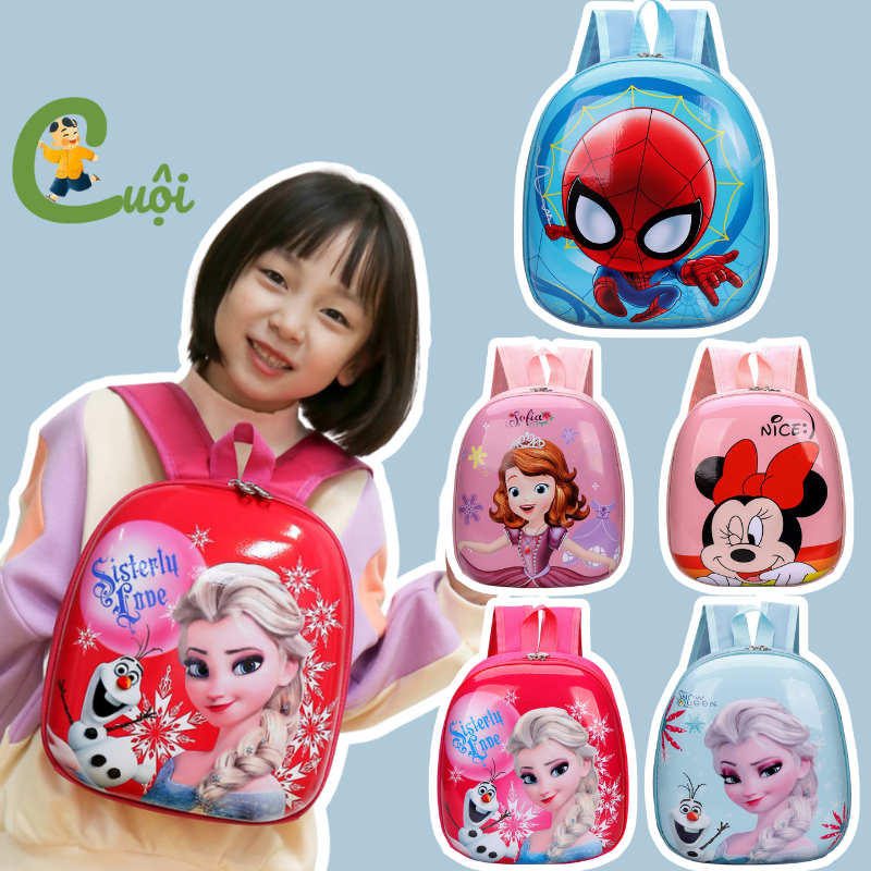 Balo trẻ em, balo đi học mẫu giáo mầm non chống nước siêu nhân công chúa Elsa Micky Cuội Store