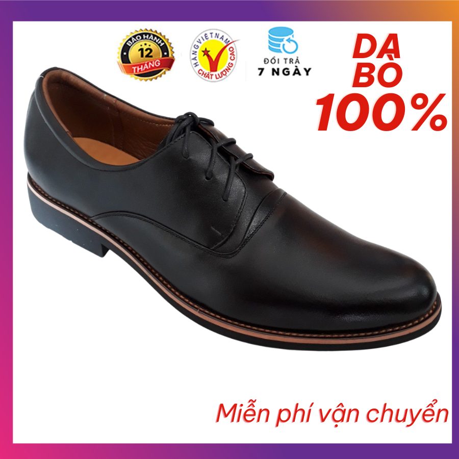 Giày oxford nam da bò, giày tây nam cột dây da bò thật khâu đế cao cấp hkt shop gt764
