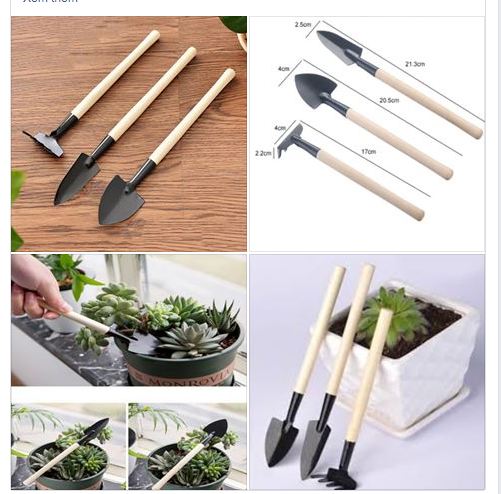 Bộ dụng cụ làm vườn mini : 3 món gồm 1 xẻng 1 xúc 1 cào LV106 [Seeds]