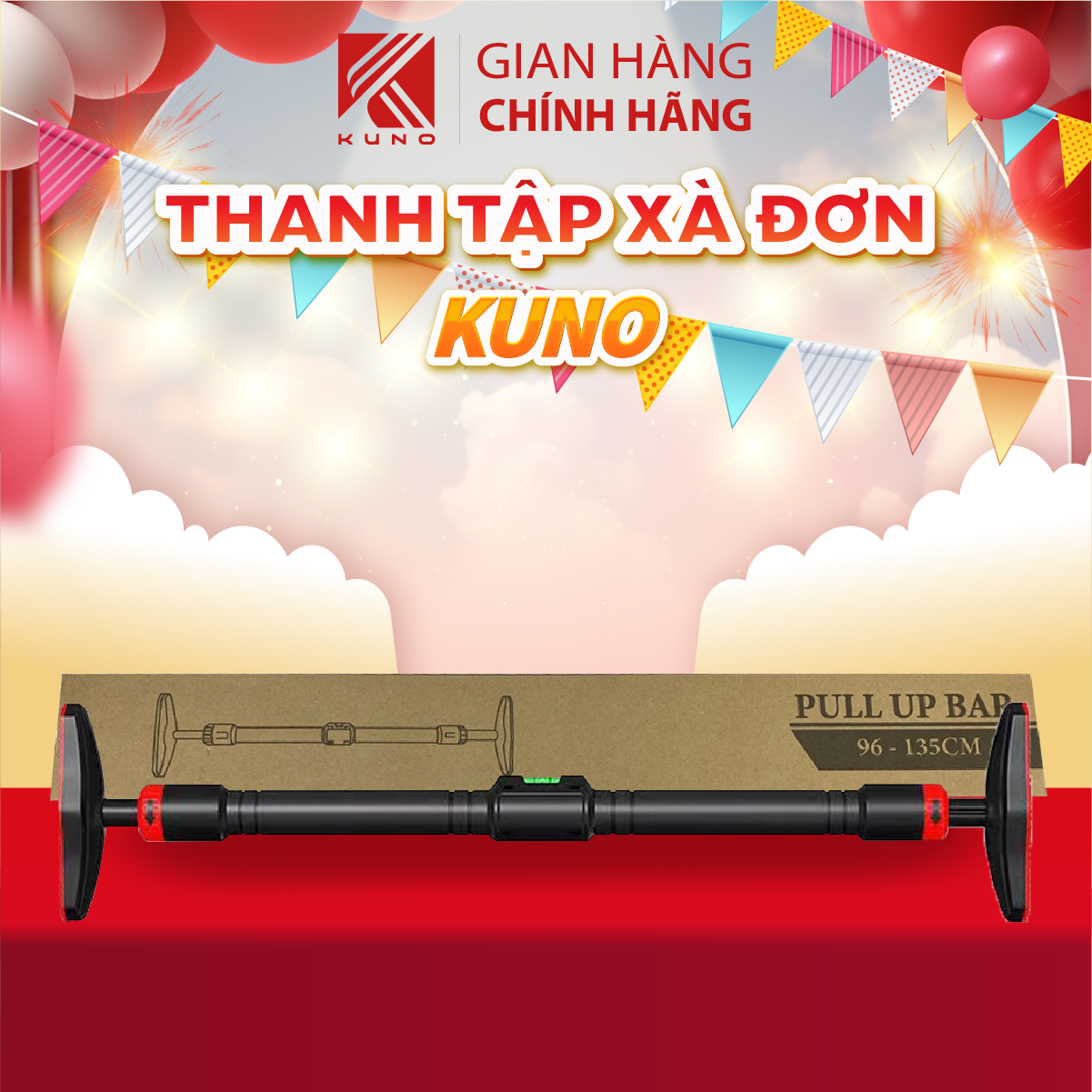 Thanh tập xà đơn treo tường gắn cửa kuno sport nhiều cỡ chịu lực 200kg khóa an toàn chống trượt tập gym tại nhà