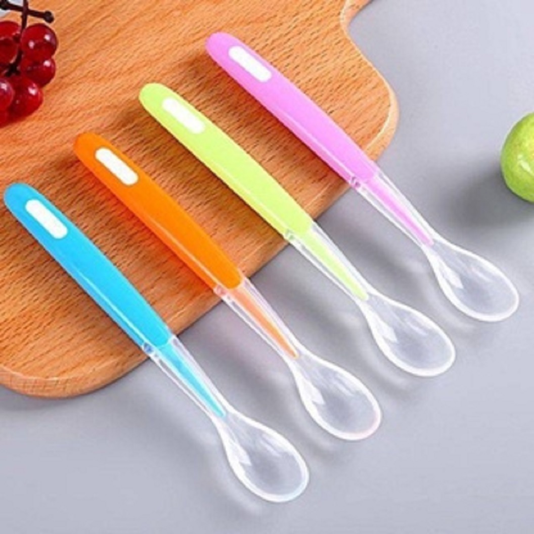 Thìa ăn dặm silicon cán dài siêu mềm cho bé, muỗng cho bé