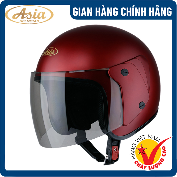 Nón Bảo Hiểm 3 4 Có Kính - Asia MT-111 Trơn - Hàng Chính Hãng, Bảo Hành 1 Năm
