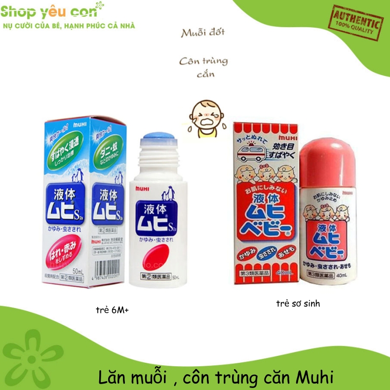 Lăn bôi muỗi đốt cho bé Muhi ,giảm ngứa vết sưng do muỗi đốt côn trùng cắn- Hàng nội địa Nhật Bản dùng được cho trẻ sơ sinh