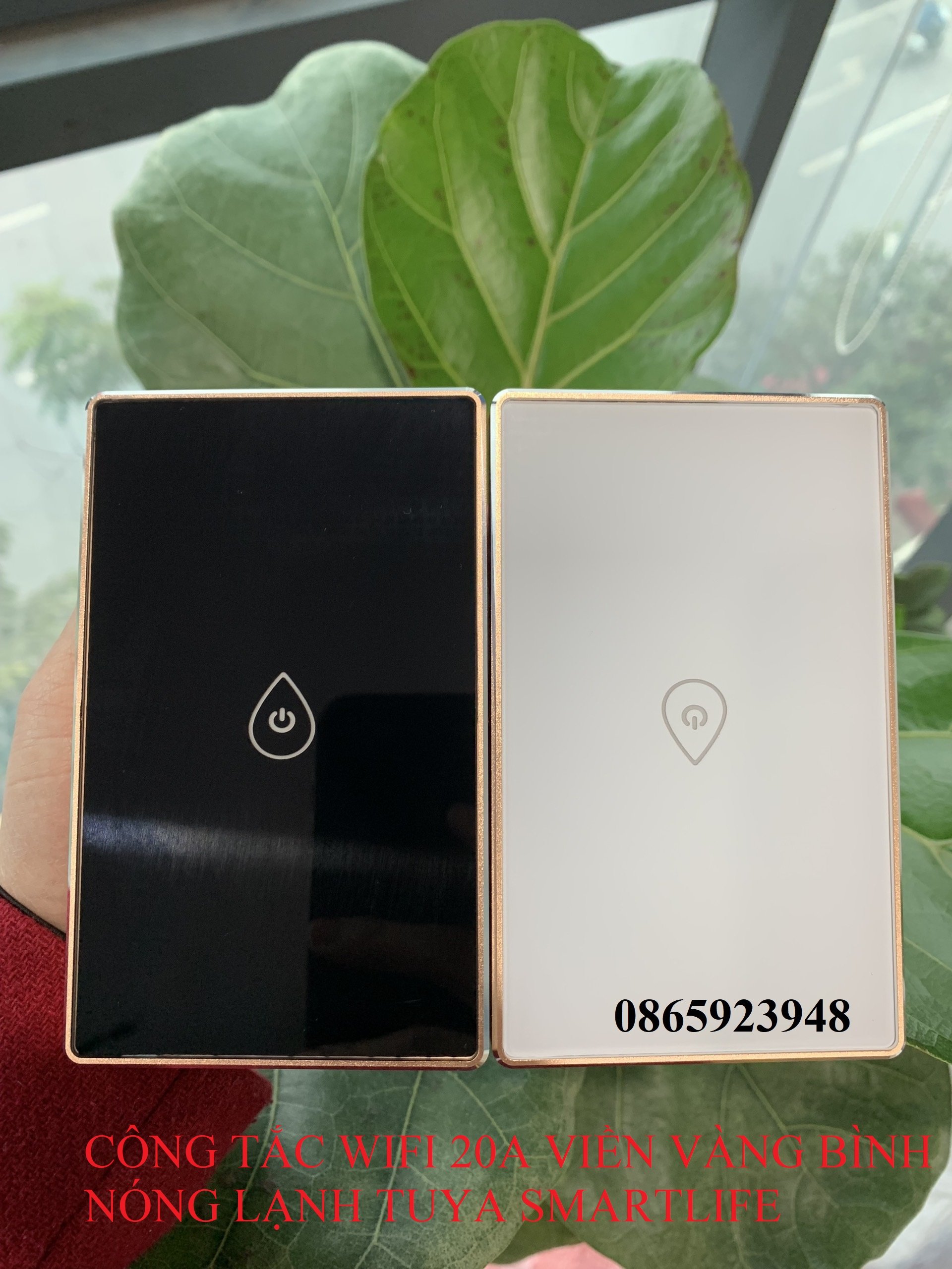 Công Tắc Wifi Tuya Công Suất Cao Viền Vàng 20A, Công Tắc Thông Minh Tuya Hẹn Giờ Bật Tắt Điều Khiển Từ Xa Bình Nóng Lạnh 4400W, Công Tắc Bình Nóng Lạnh SmartLife 20A.