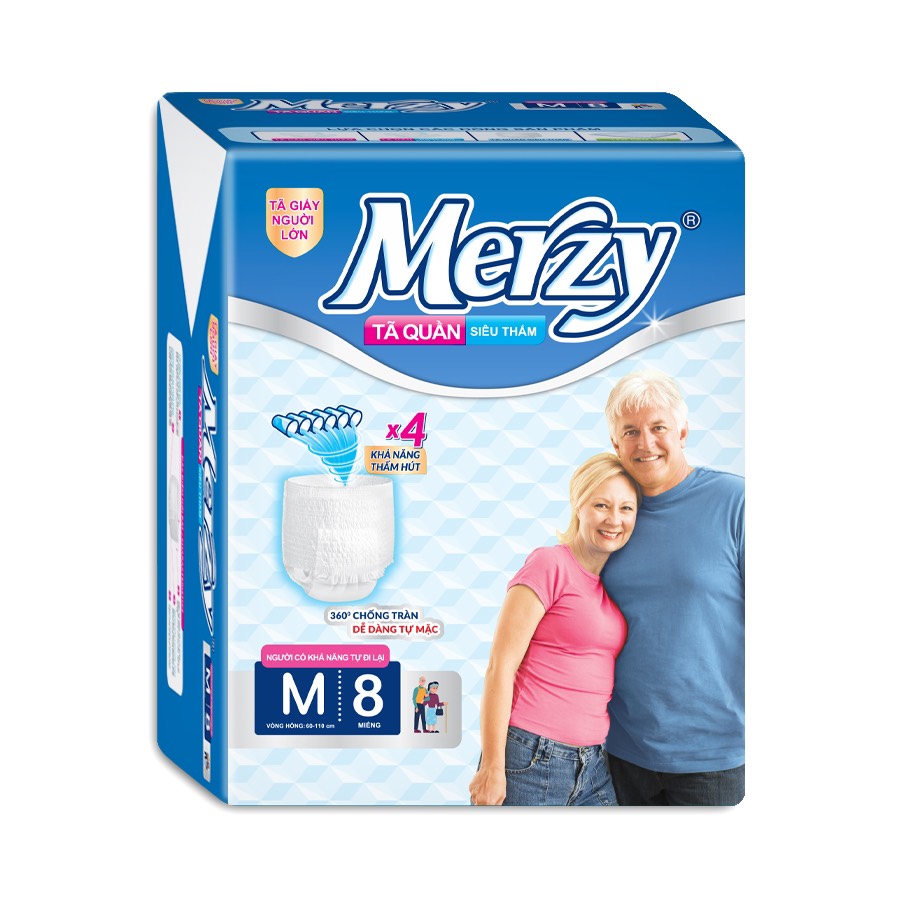 Tã già Merzy M8 L7 XL6 Bỉm quần già Merzy Bỉm quần Merzy Tã quần người già