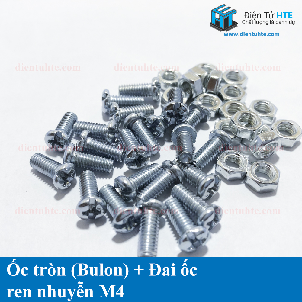 Ốc tròn (Bulon) + Đai ốc ren nhuyễn M4