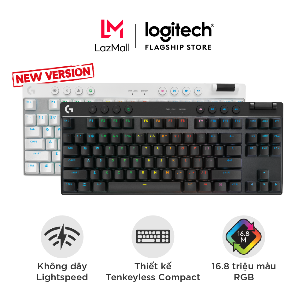 Bàn phím gaming logitech g pro x tkl lightspeed - rgb, switch gx tactile, bluetooth