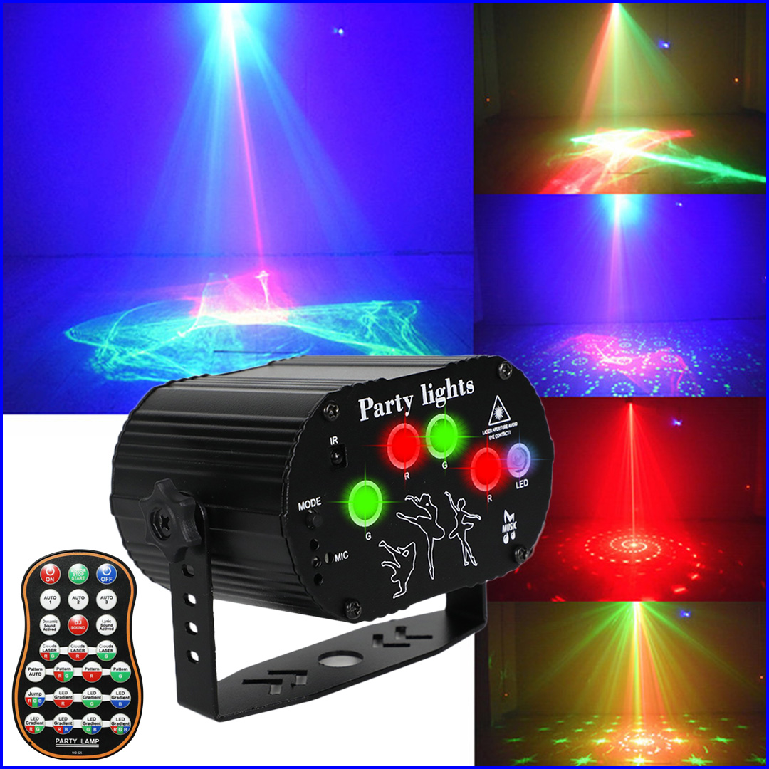 Đèn Laser 3D Cảm Biến Âm Thanh Cực Đỉnh - Đèn LED 3D Bay Phòng Karaoke Vũ Trường Tại Nhà - Có kèm Remote