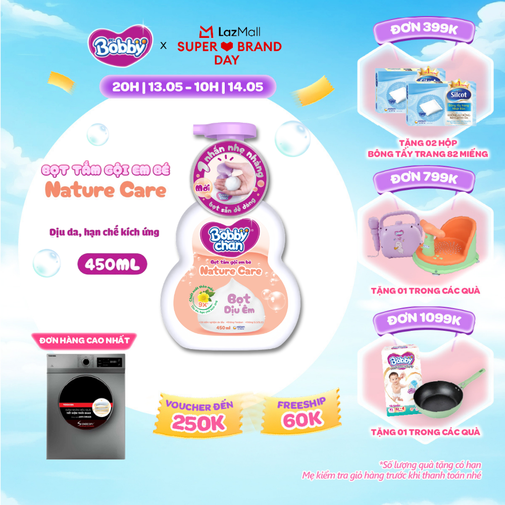 [QUÀ TẶNG HẤP DẪN TỪ 9-10.6 | Gift MKB 200ml] Bọt tắm gội em bé Nature Care - Làm sạch dịu nhẹ, hạn chế kích ứng 200ml/450ml