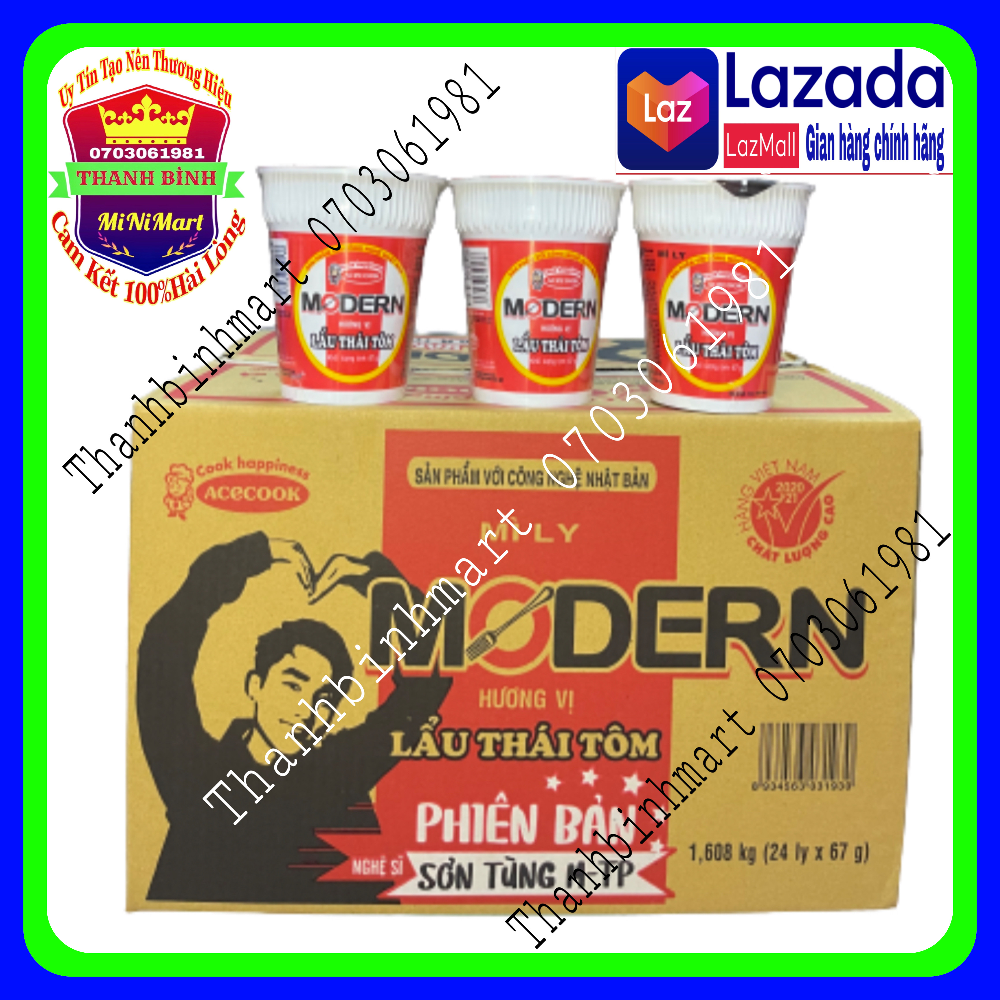 Mì modern lẩu thái tôm thùng 24 hộp x67g