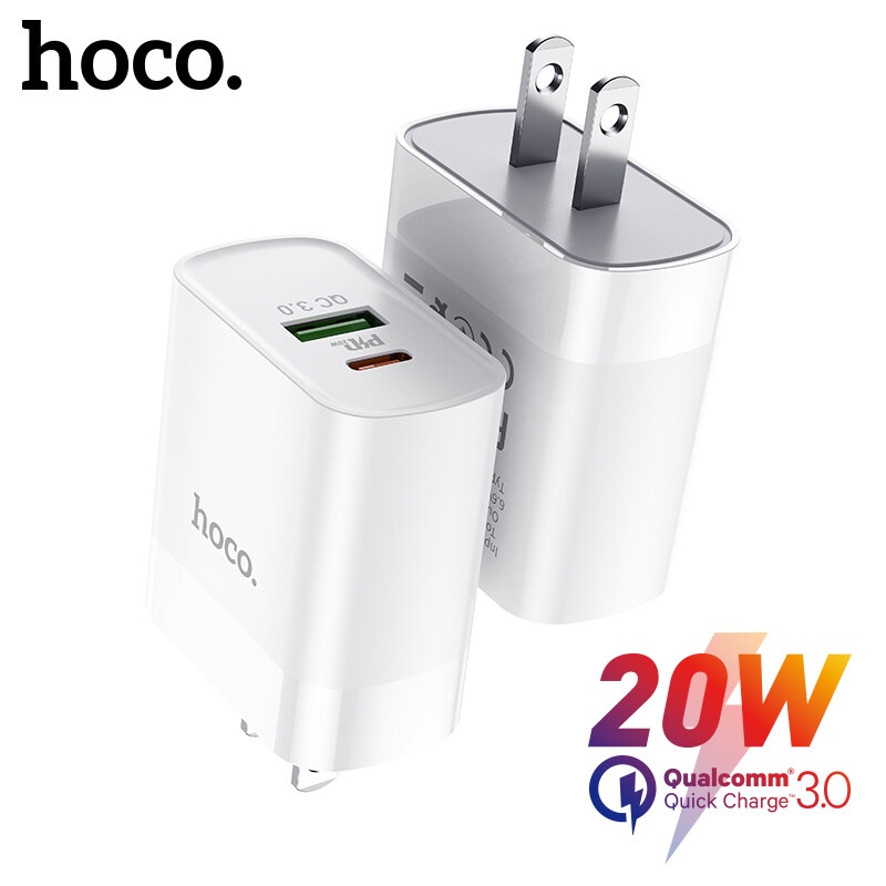 Củ sạc nhanh / cốc sạc nhanh 2 cổng usb/type-c - sạc nhanh q3.0 và pd 20w - hoco c80