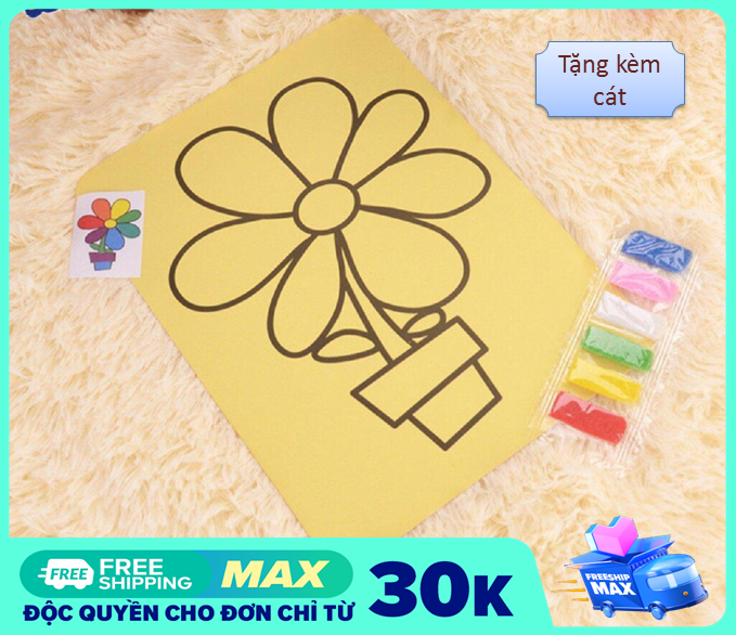 Bộ tranh cát khổ A5 ( 10 tranh kèm thêm 500gr cát 9 màu)