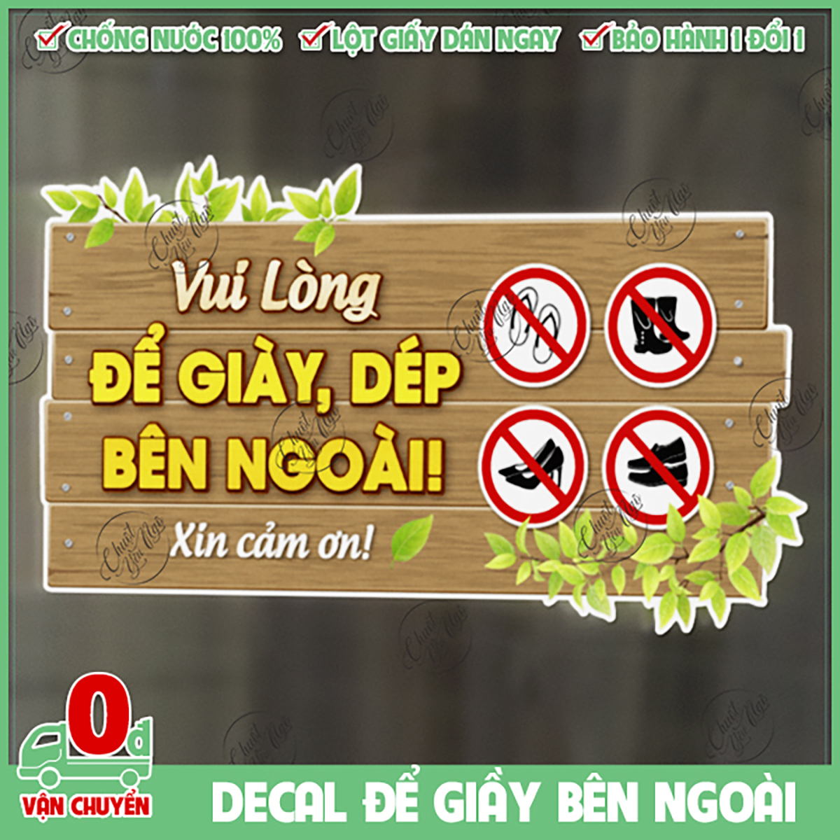 Decal dán cửa kính vui lòng để GIÀY DÉP BÊN NGOÀI không mang vào bên trong cửa hàng hình dán decal t