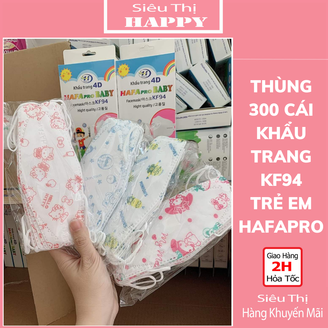 Hộp 10 cái khẩu trang y tế kf94 4d trẻ em hafapro.