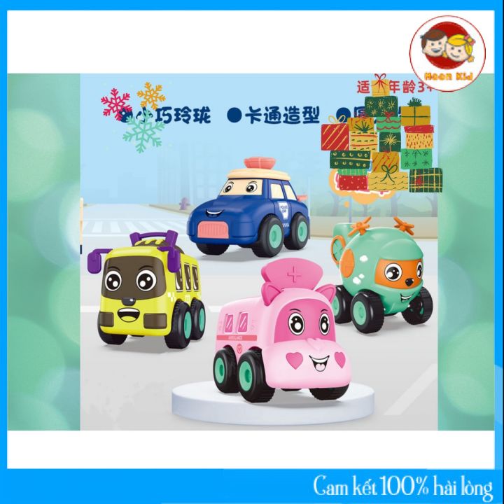 Ô tô chạy đà nhiều sắc màu cho bé yêu, xe ô tô chạy đà quán tính set 4 xe 1 túi