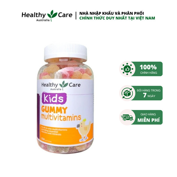 Kẹo dẻo Vitamin cho bé Healthy Care Kids Gummy Multivitamins, hộp 250v