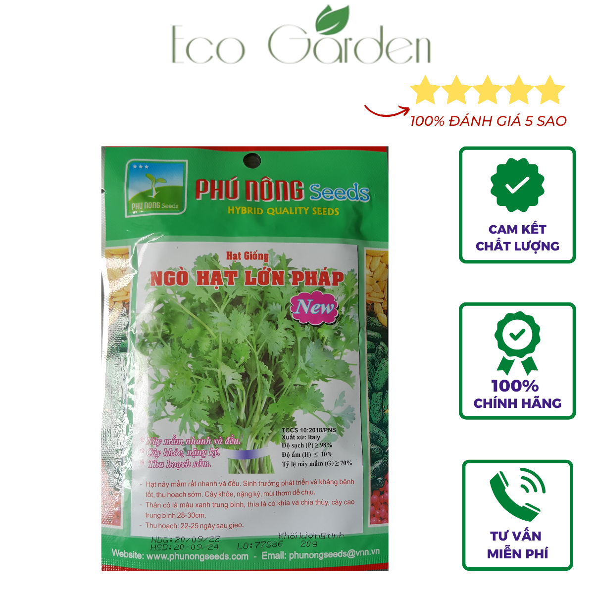Hạt Giống Ngò Hạt Lớn Pháp Phú Nông - 20g