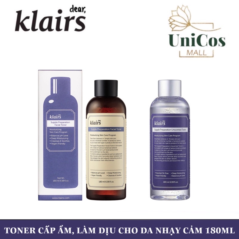 Toner Klairs cho da nhạy cảm, ngừa mụn Klairs Supple Preparation Toner 180ml Mùi Thảo Mộc