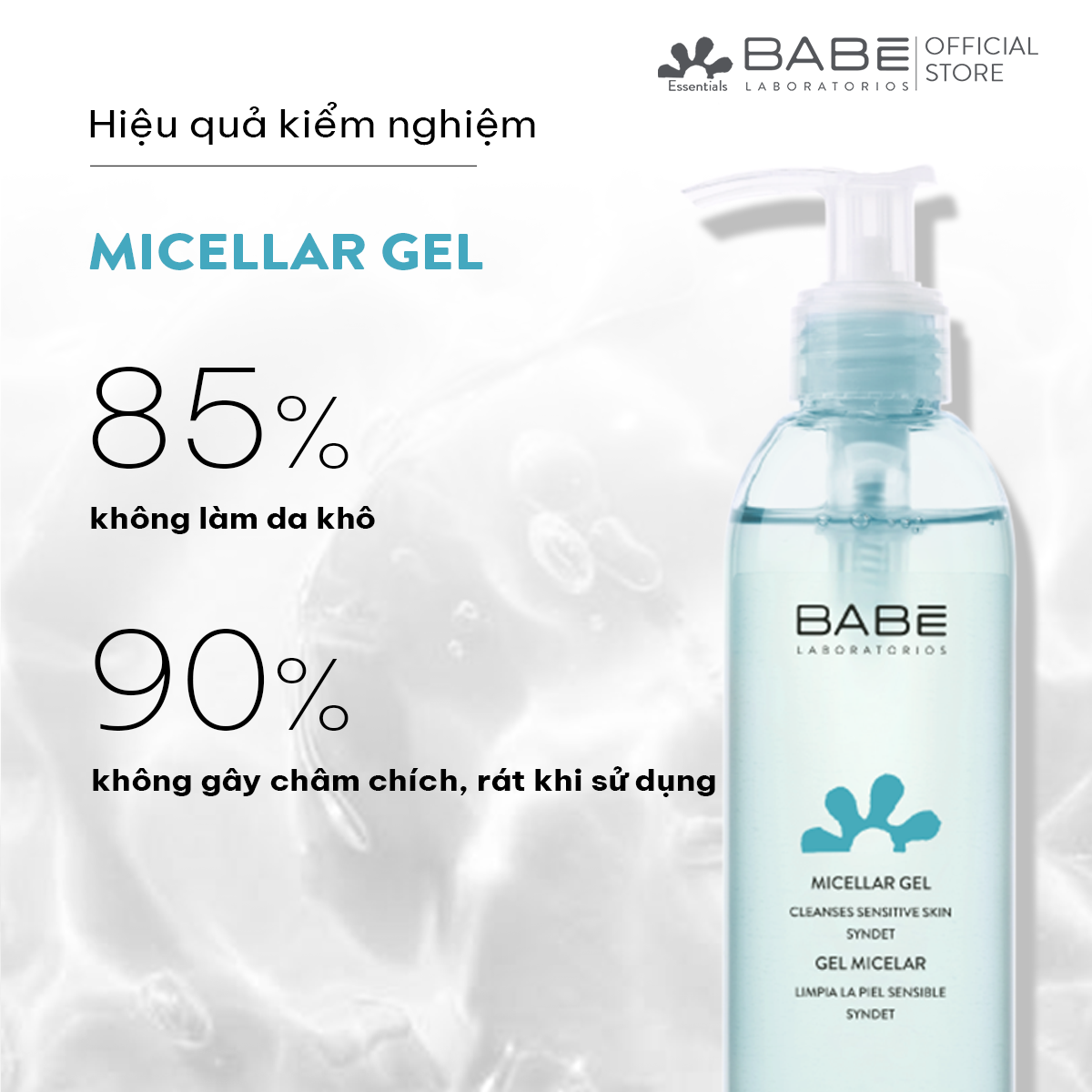 Sữa rửa mặt & tẩy trang dạng gel BABÉ Micellar Gel 240ml