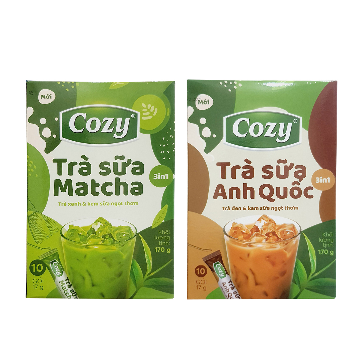 Trà sữa Cozy matcha 3in1, trà sữa Anh Quốc hộp 10 gói