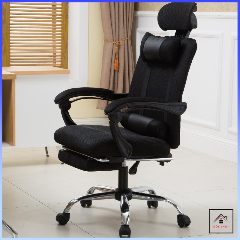 Ghế Xoay Văn Phòng, Ghế Học Sinh, Ghế Làm Việc Tại Nhà, Chân Xoay Inox Sang Trọng, Có Tựa Đầu Ngả Lưng Và Gác Chân