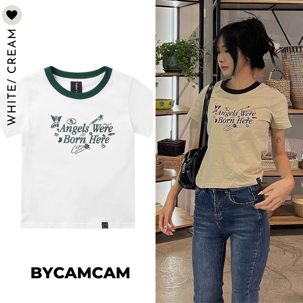 Áo thun baby tee form fit angel were born 2023