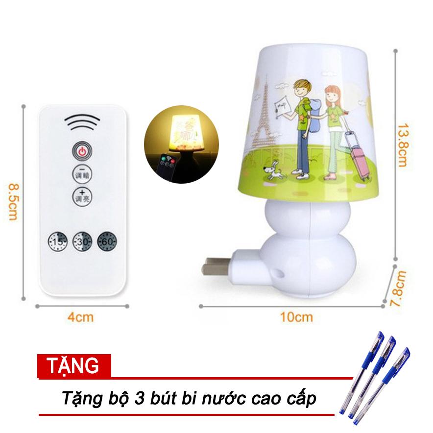 Đèn ngủ cảm ứng hình hoạt hình ngộ nghĩnh có điều khiển từ xa + Tặng bộ 3 bút bi nước siêu bền