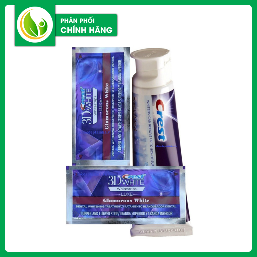 Combo Miếng Dán Trắng Răng Và Kem Đánh Răng Crest 3D