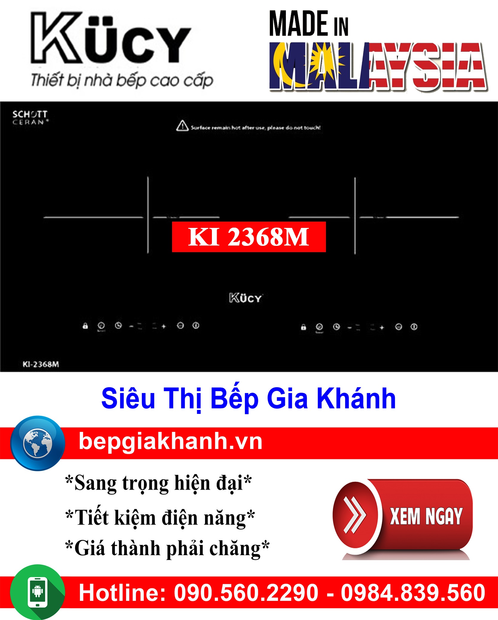 [HCM]Bếp từ đôi Kucy KI 2368M nhập khẩu Malaysia, bếp từ, bếp điện từ, bếp từ đôi, bếp điện từ đôi, bếp từ giá rẻ, bếp điện từ giá rẻ, bếp từ đơn, bep tu don, bep tu