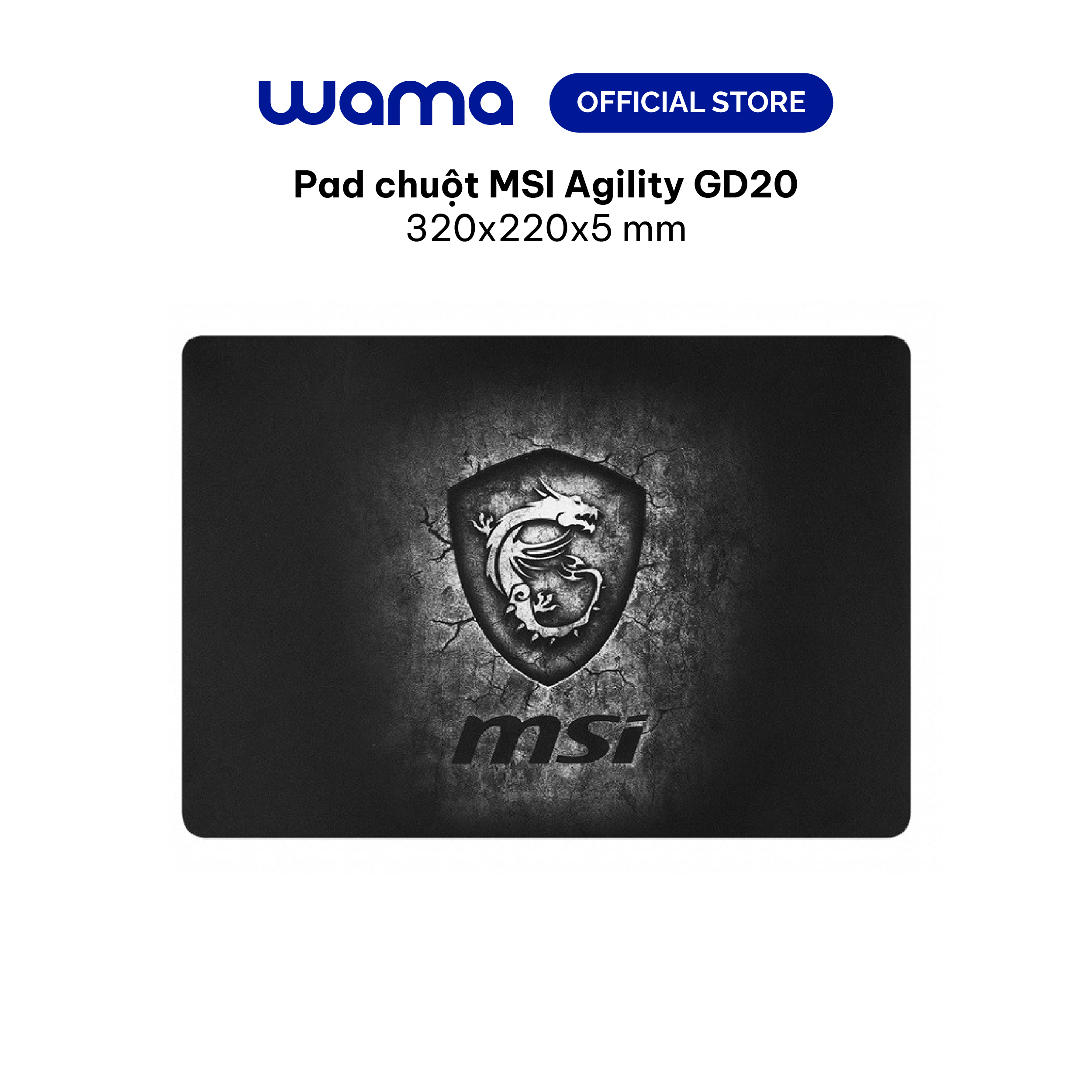 Pad chuột msi agility gd20 bề mặt dệt vi kết cấu, đế cao su chống trượt - 320mm x 220mm x 5mm - 165g