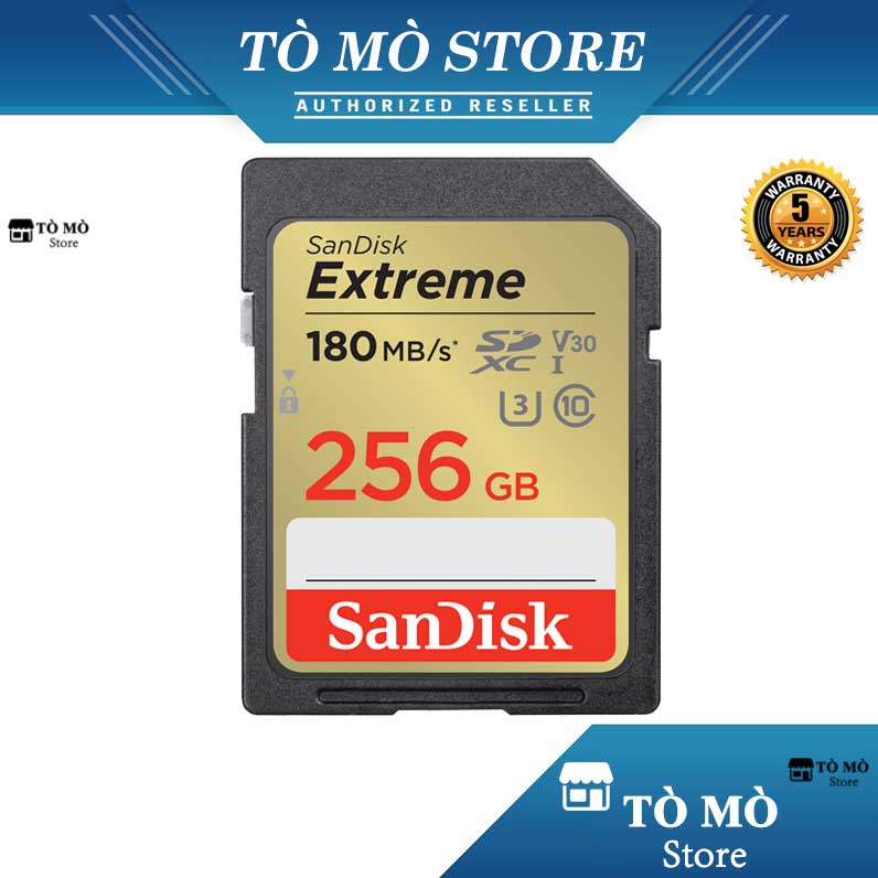 Thẻ nhớ SDXC SanDisk Extreme 256GB V30 UHS-I U3 4K 180MB/s - Bảo hành 5 năm