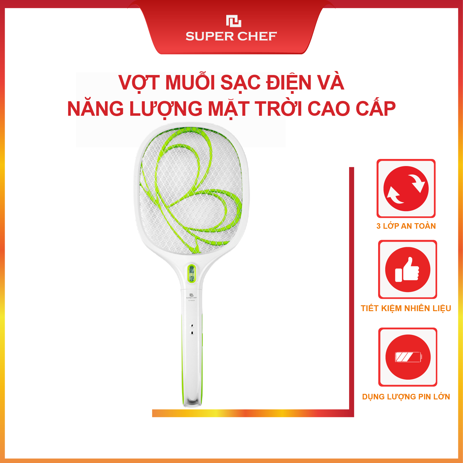Vợt muỗi tích hợp đèn Led 2 trong 1, Pin Lithium 4V 1200mah Siêu Tiện Lợi SC_MS1929