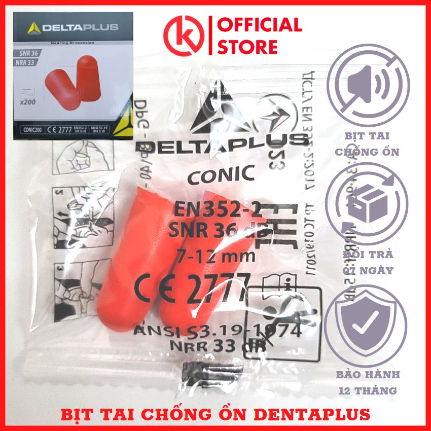 Cặp nút bịt tai chống ồn deltaplus conic 200tỷ lệ giảm ồn 33 decibels - đôi nhét tai chống ồn cho bạn giấc ngủ ngon