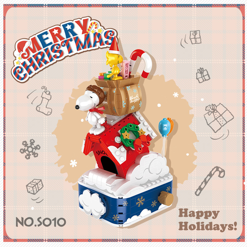 2024 Hằng Tam Hòa S010 Giáng Sinh Snoopy Chính Hãng Nhà Bánh Gừng Lắp Ráp Khối Xây Dựng Quà Tặng Giáng Sinh Đồ Trang Trí Thời Thượng Lô Xuyên Biên Giới QQE