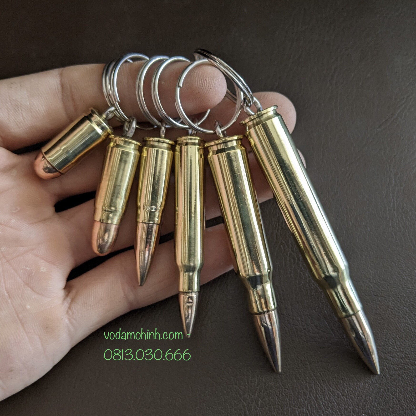 Combo 6 cái móc chìa khóa mô hình đạn đồng khác nhau
