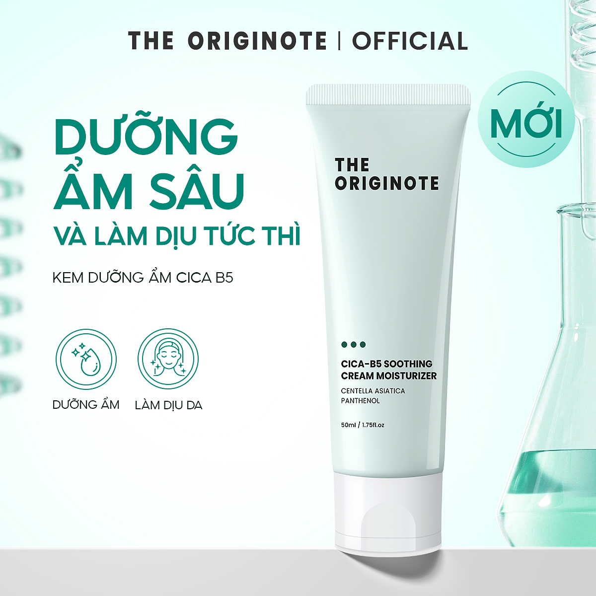   MỚI  Kem dưỡng ẩm CICA B5 làm dịu da The Originote Moisturizer dưỡng ẩm da mặt hỗ trợ phục hồi da 