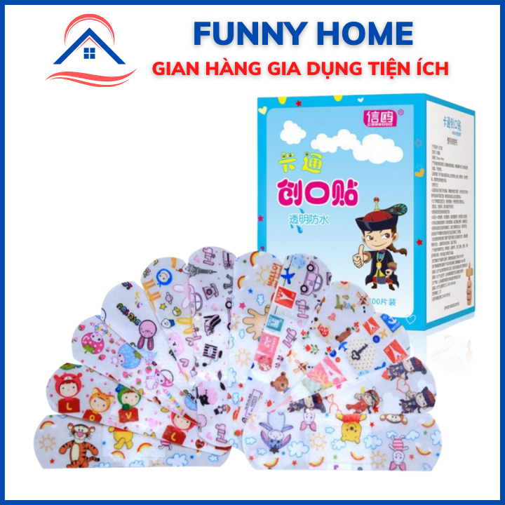 02 Set băng dán vết thương, urgo dễ thương, băng gâu hoạt hình Funny Home